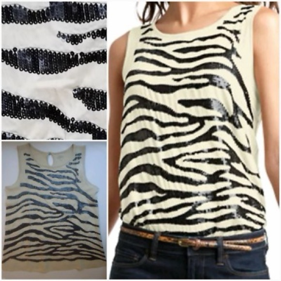 LOFT Black and Cream Zebra Print Tank Top - Picture 5 of 5